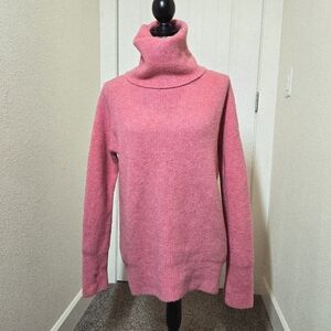 Theory Karenia Oversized Turtleneck Sweater Merino Wool Blend Knit Size XS Pink